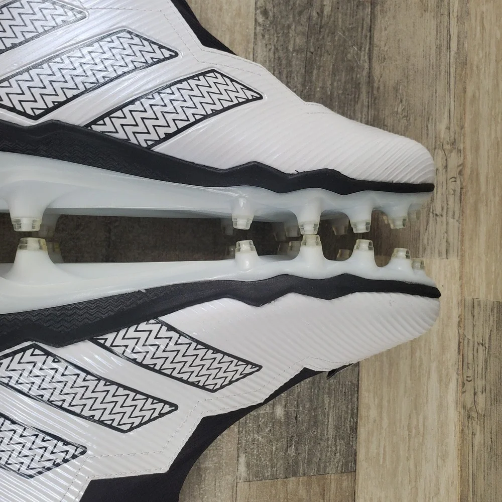 Adidas Nasty 2.0 Mens Shoes Sz 10 White Black Logo Front Zip Football Cleats